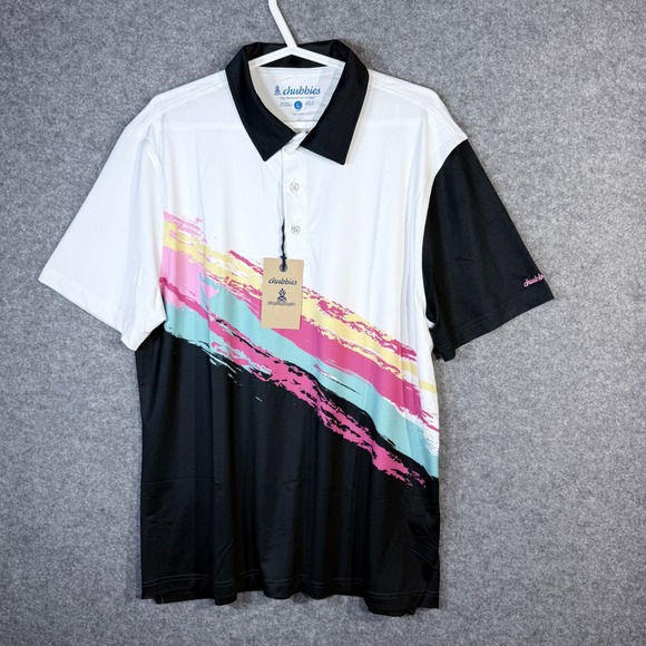 chubbies Other - Chubbies The Tennis Champ Performance Polo Shirt Men's Large White Black‎